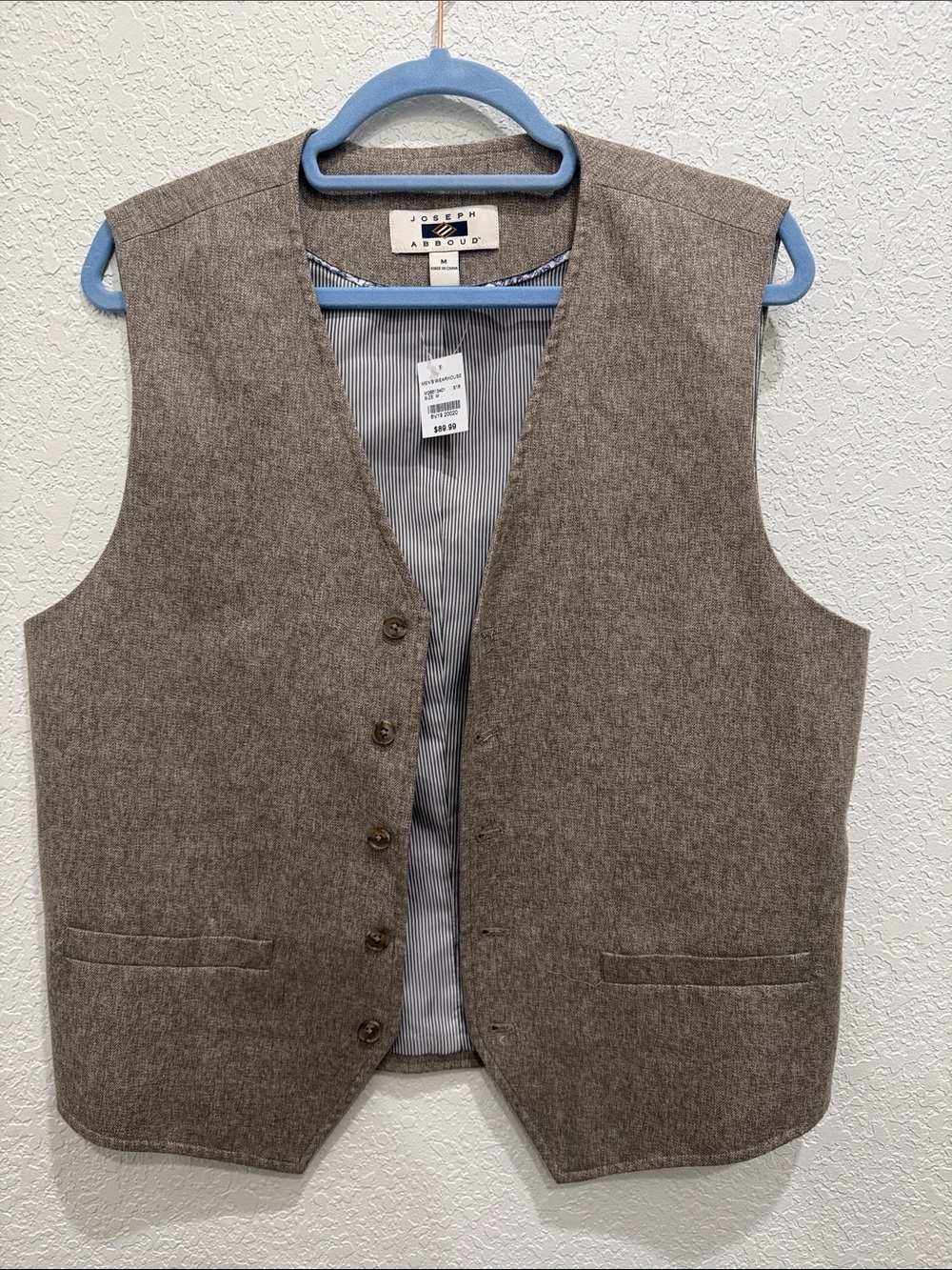 Joseph Abboud Taupe Wool-Blend Men's Vest